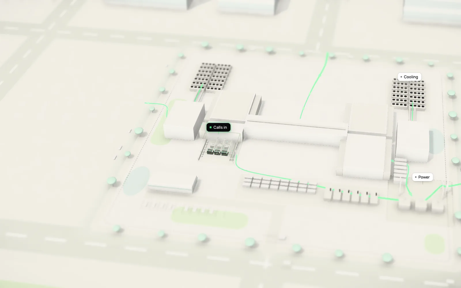 An Aleria data center with power, cooling and fibre