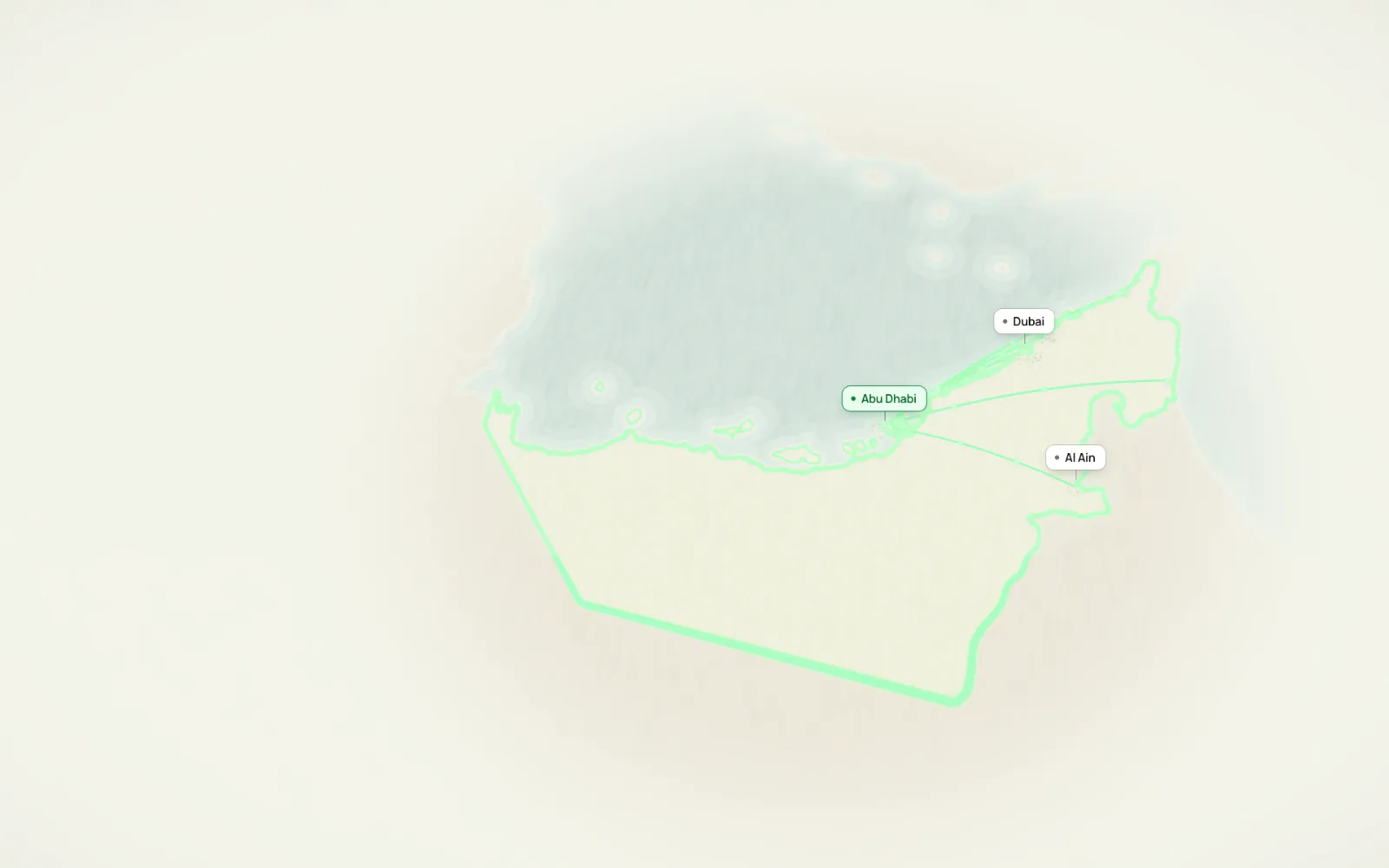 The UAE with its border lit